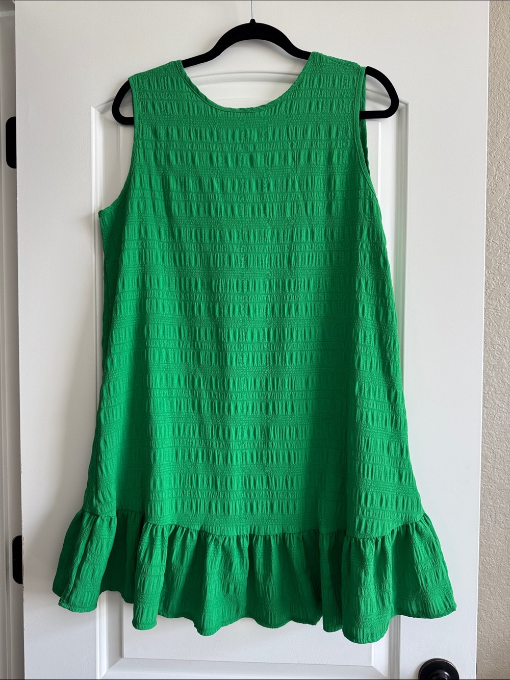 SHEIN Bright Green Sleeveless Ruffle-Hem Dress